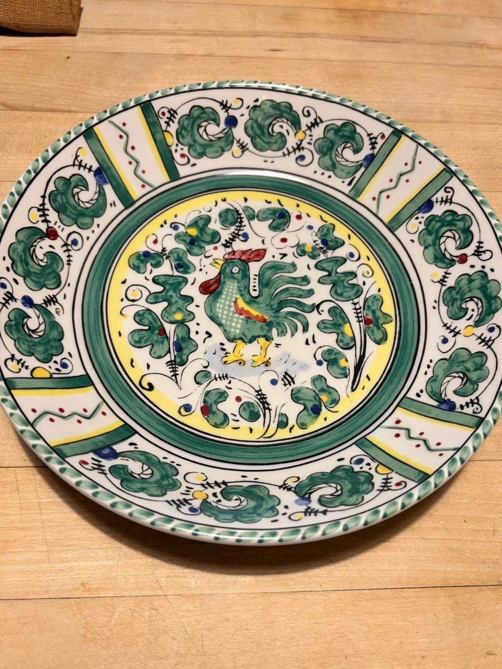 Sur La Table Hand-Painted Rooster Ceramic 8 inch Bowl — Italian Style